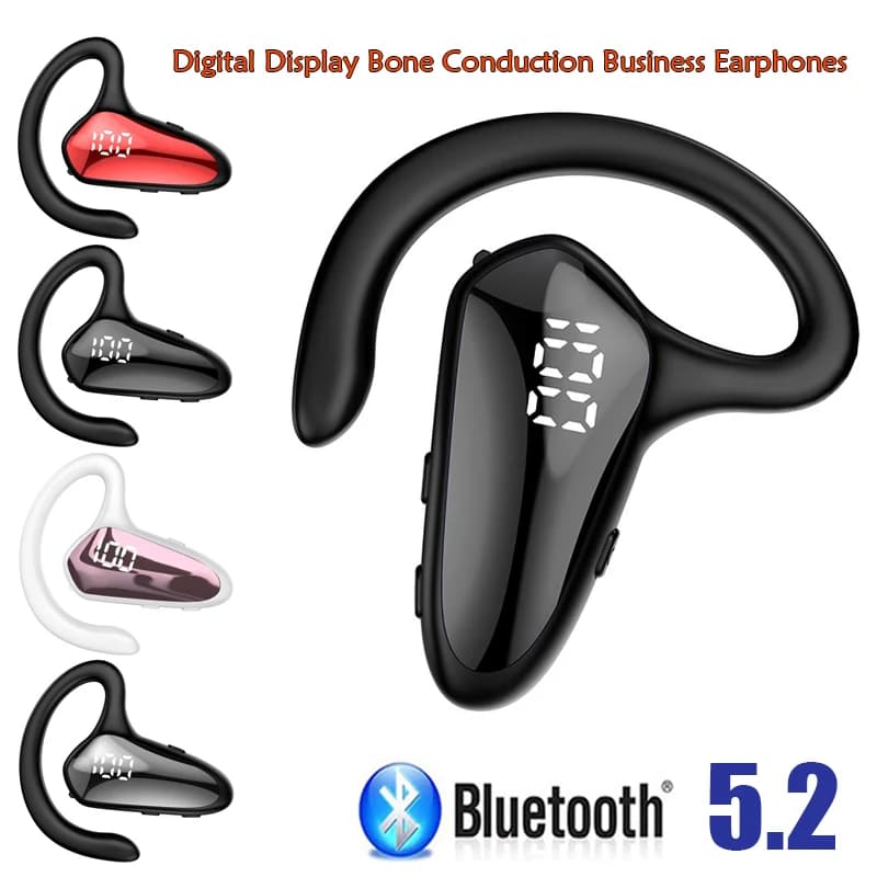 Bluetooth Headset Wireless Single Display Digital Aerial Conduction Concept Right Ear Headphones Workbook Mounted On Ear