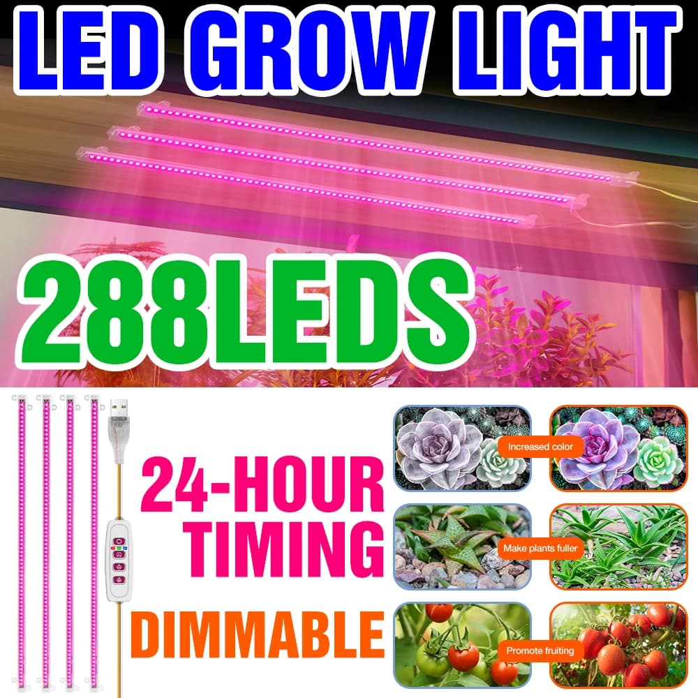 USB LED Full Spectrum Plant Lamp Dimmable Timer Fitolampy greenhouse Tent Growing Hydroponic Light For Flowers Seeds
