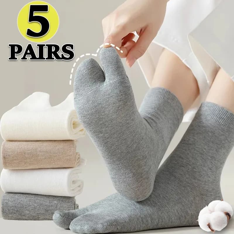 Calzini Tabi in Stile Harajuku Giapponese per Uomo e Donna, Calzini a Due Dita in Fibra per Primavera Estate, Calzini Sandalo Flip Flop con Dita Separate