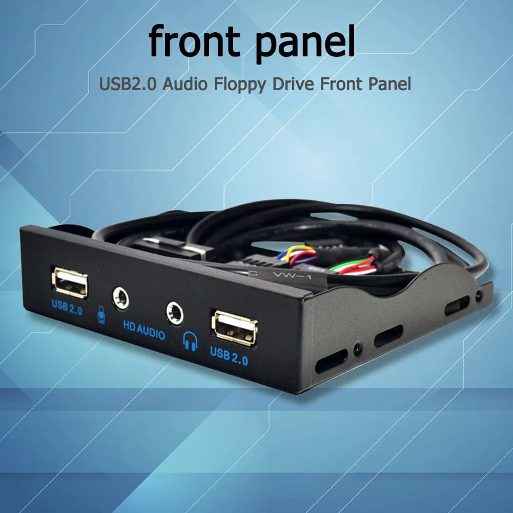 3.5 inch 4-door Hub with 9 pins for floppy slot, 2 USB 2.0, 3.5 mm HD audio, front panel for rack
