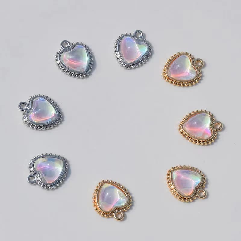 10 pz/lega di cristallo geometria ciondolo a forma di cuore per gioielli che fanno orecchini fatti a mano braccialetto collane accessori fai da te