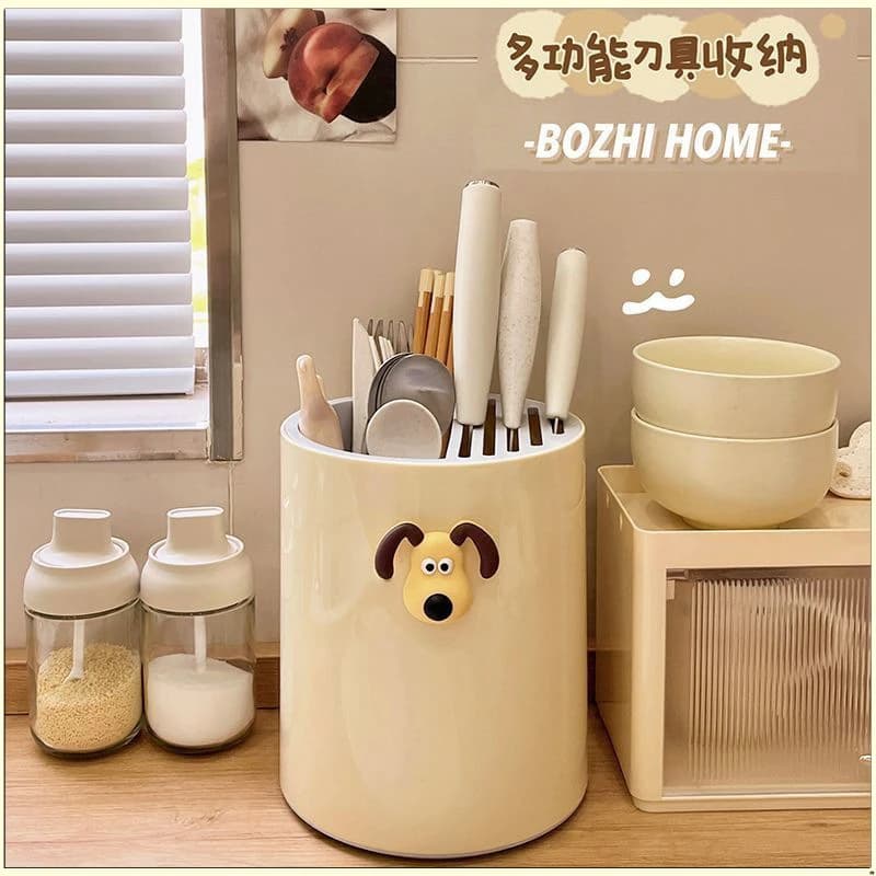 Rotatable Knife & Chopstick Holder Kitchen Cutlery Storage Rack