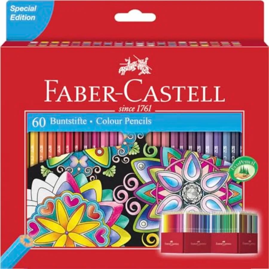 Castle 111260 Colouring Pencils Set, 60 Pieces, Hexagonal, Shatterproof, for and Adults