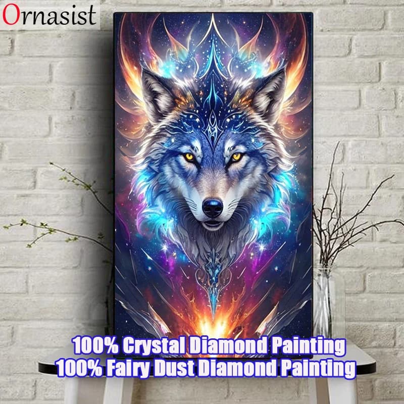 100% Full Fairy Dust Diamond Painting Kit punto croce fai da te animale lupo diamante ricamo 5D cristallo mosaico arte artigianato regalo