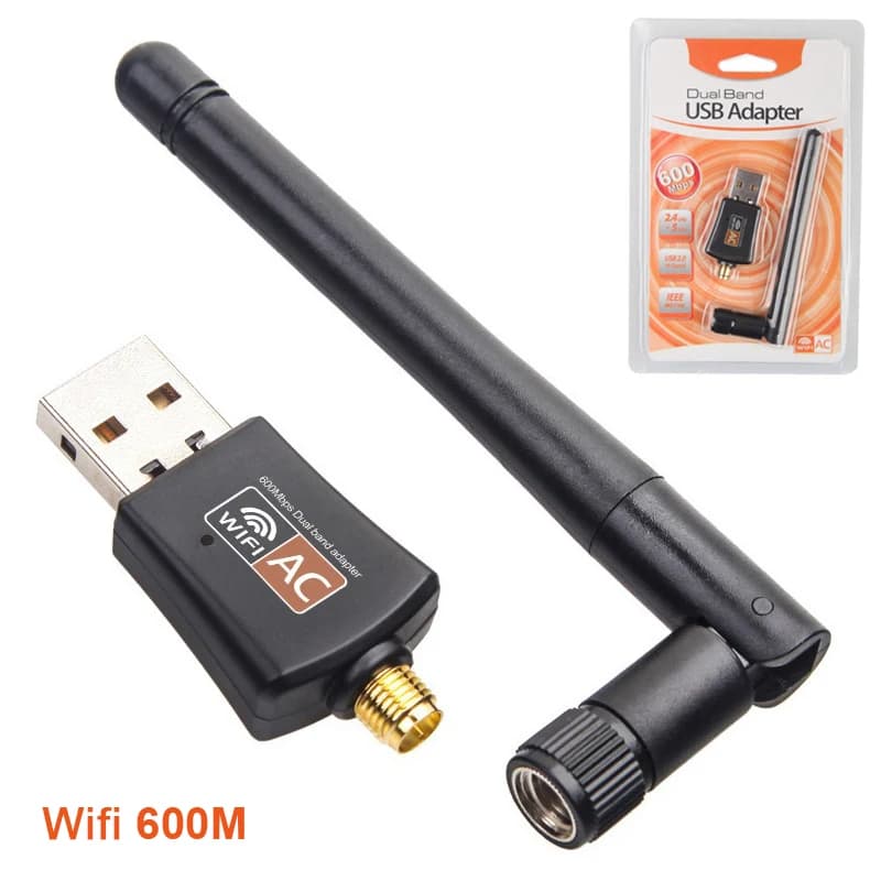 Adattatore wifi USB dual band 600Mbps AC600 2.4GHz 5GHz WiFi con antenna PC Mini ricevitore scheda di rete per computer 802.11b/n/g/ac