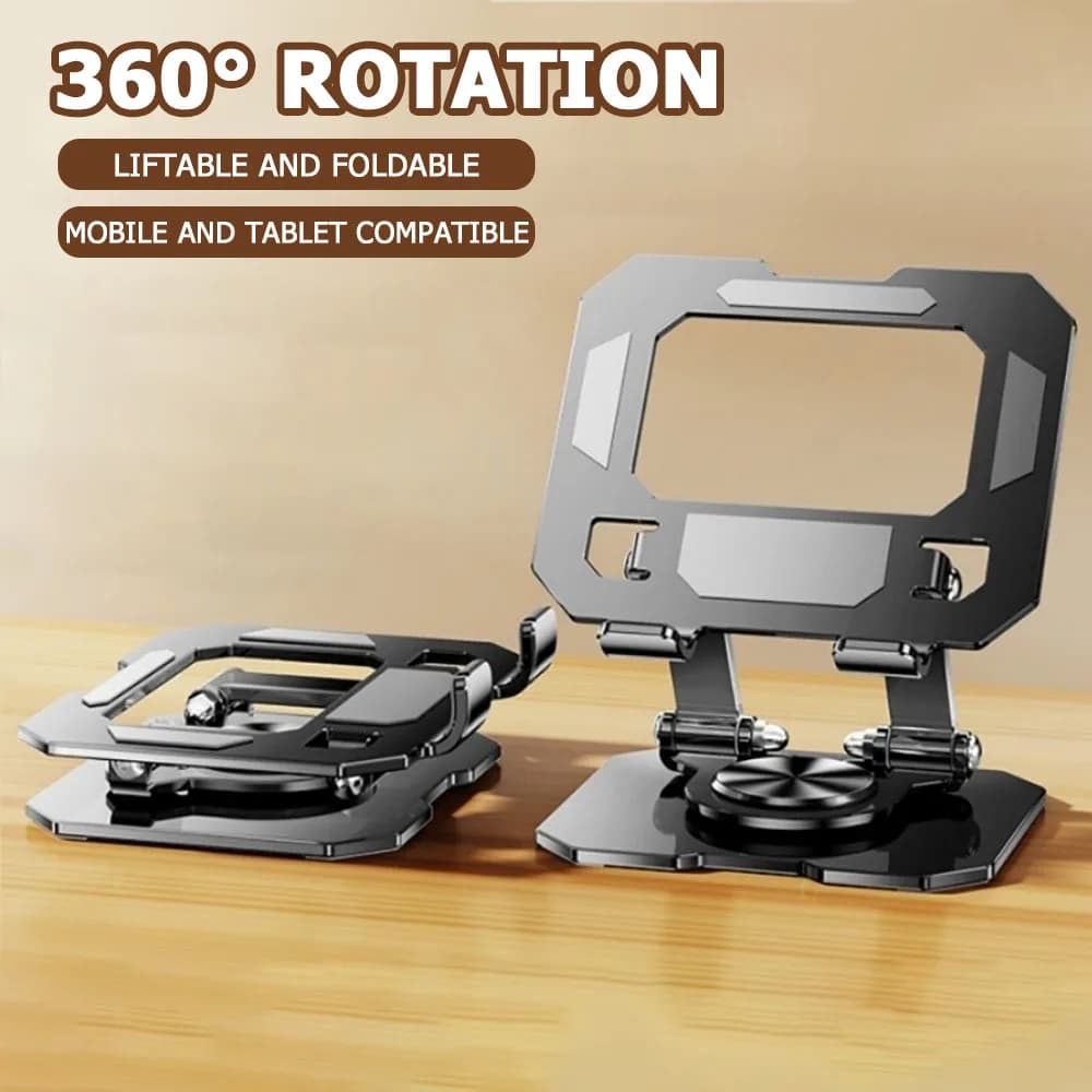 360 Rotating Tablet Phone Stand Adjustable Desk Holder Foldable Liftable Desktop Kickstand Anti-Slip Big Screen Tablets Support