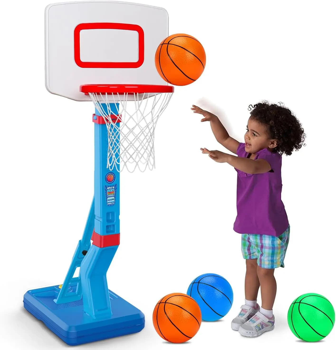 Canestro da basket per bambini, mini canestro regolabile da interno con pompa per pallone, gioco da esterno per bambini di 3-4 anni