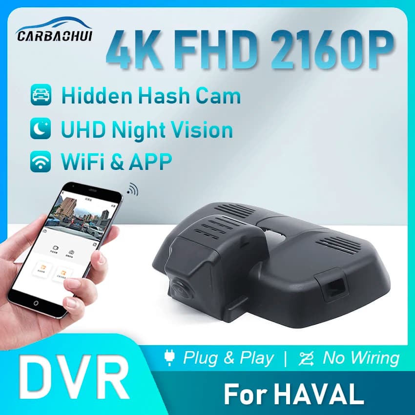 Dashcam Plug and Play for Auto, Video Recorder UHD for HAVAL H6 H7 F7x H9 H3 DARGO Jolion GWM POER, 4K camera with USB port