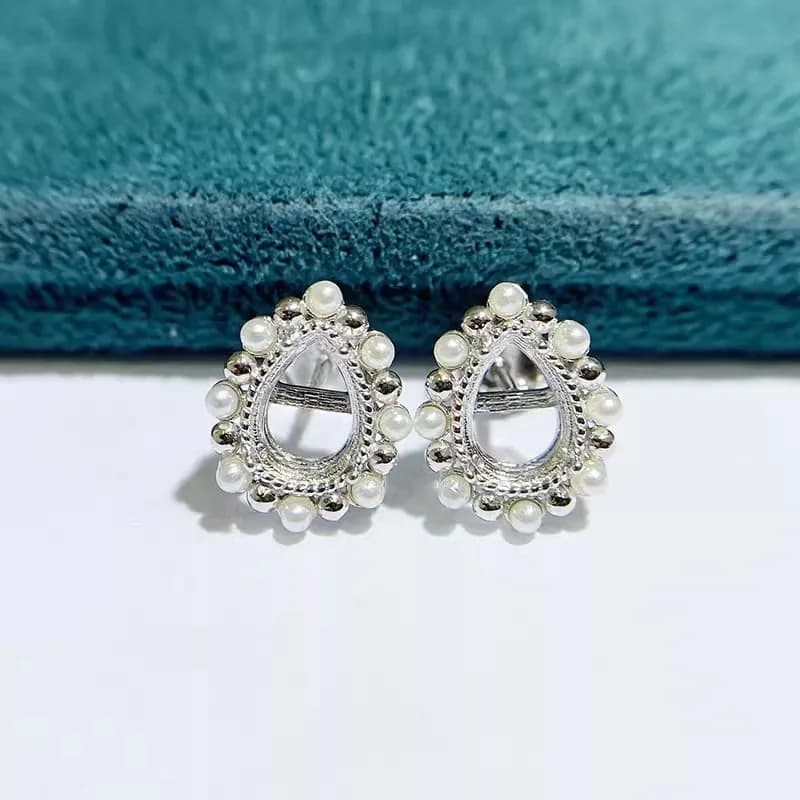 MeiBaPJ 5mm * 7mm Stones Water Drops FAI FROM TE 925 Silver Setting Empty Zirconia Earrings with Pin Fine Band Bridal Jewels for Women
