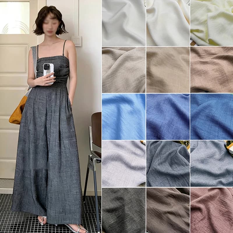Micro-wrinkle Texture Imitation Linen Cotton Fabric Soft and Breathable Pure Color Fabric for Sewing Spring Summer Clothes Pants