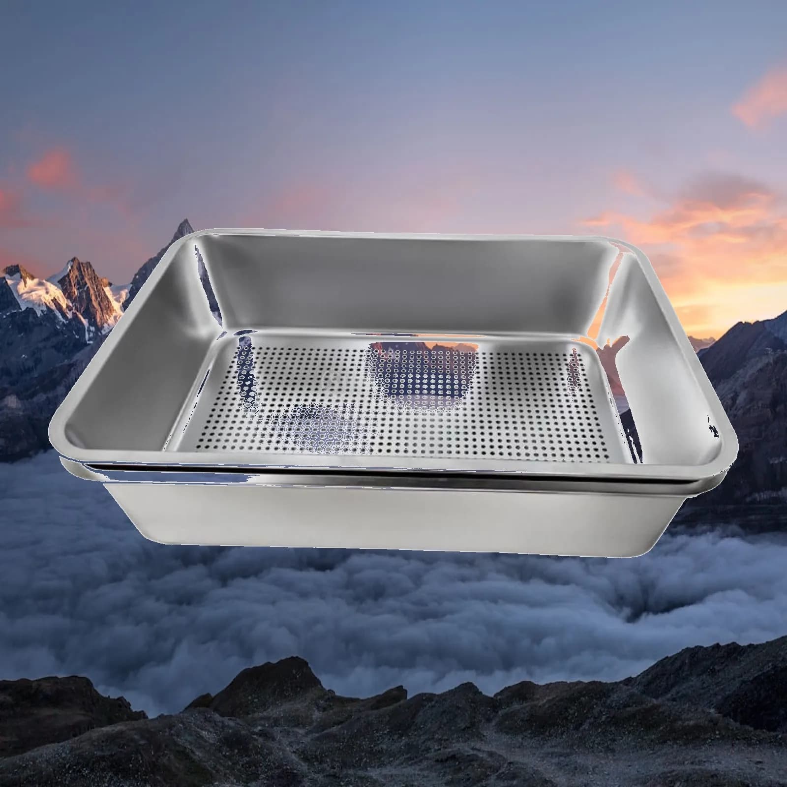 Stainless Steel Cat Litter Tray Open Pan Non Stick High Sided Kitty Toilet for Indoor Cats and Rabbits