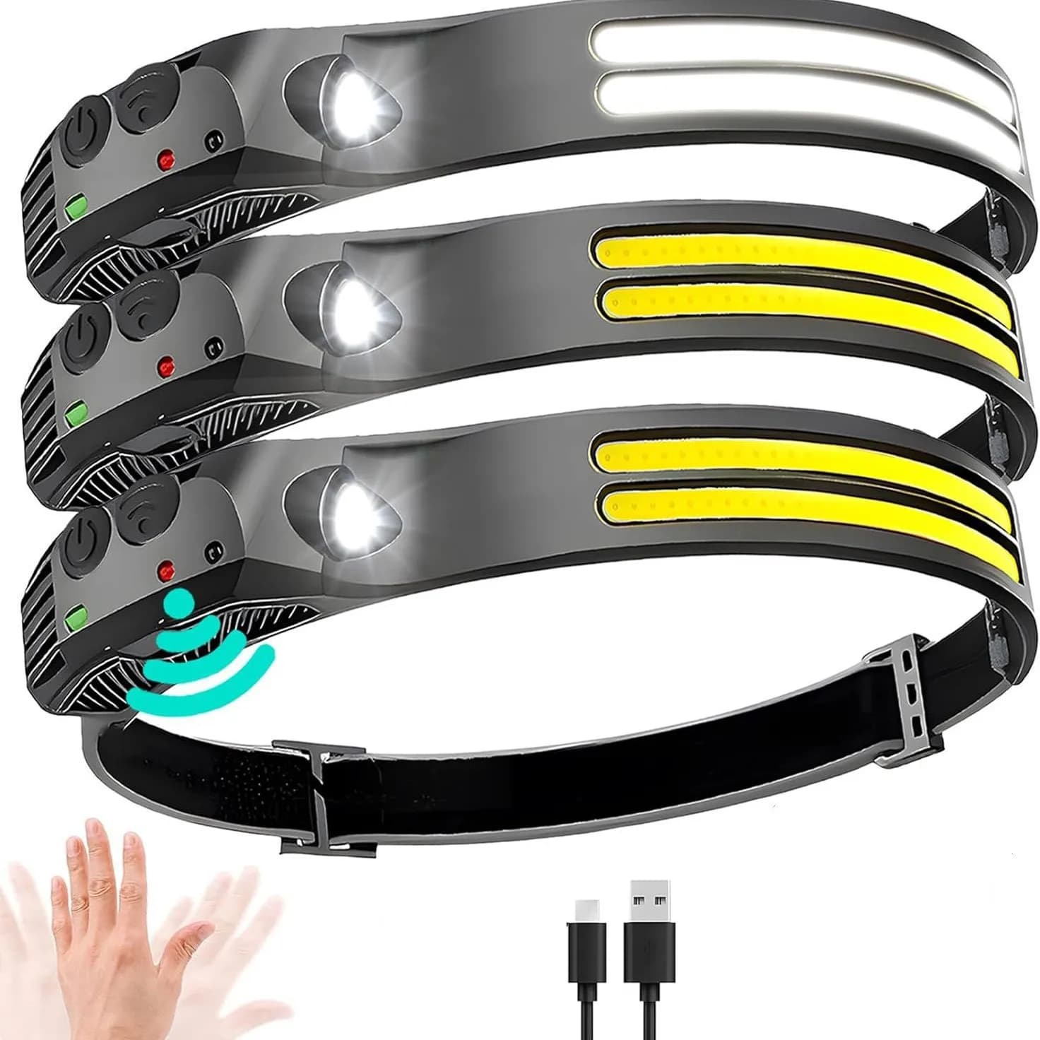 6 Mode LED Induction Front Lamp Front Lamp with Sensor COB Rechargeable Built-in Battery Outdoor Work Flashlight Lights