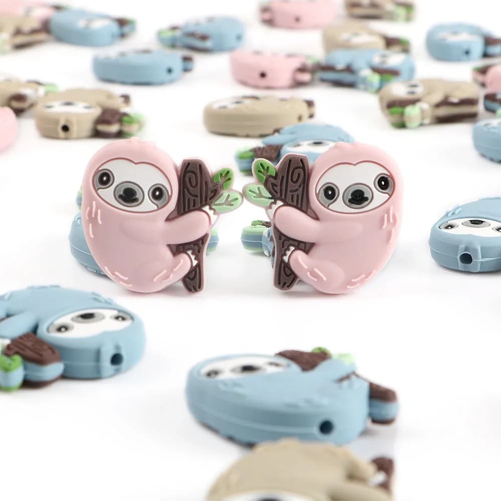 3 pz/lotto Cartoon Mini Bradipo Perline di Silicone Accessori Manichino Gioielli Per Penne Portachiavi Fare