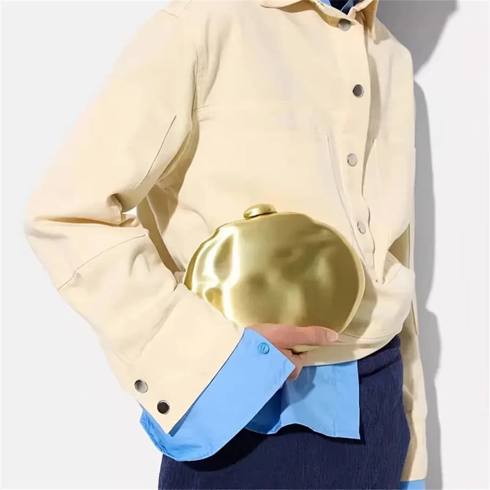 Golden meteorite shaped women's pouch, party, cocktail, holiday, personality, occasion, evening, bride, wedding, bag and handbag