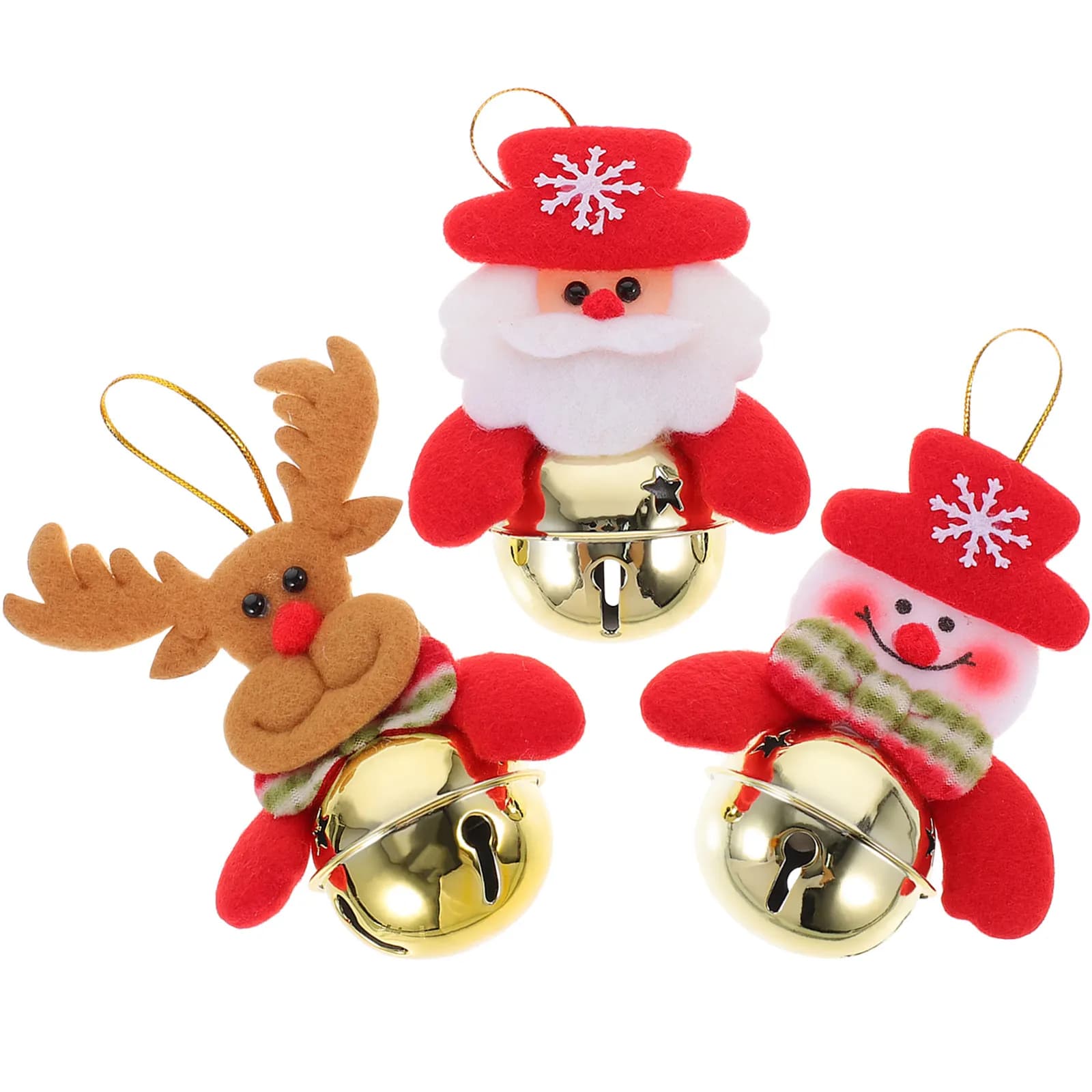 3Pcs Christmas Hanging Pendants Cross-Stitch Ornament Bells Xmas Tree Decor Party Decoration Home Garden Holiday Adornment
