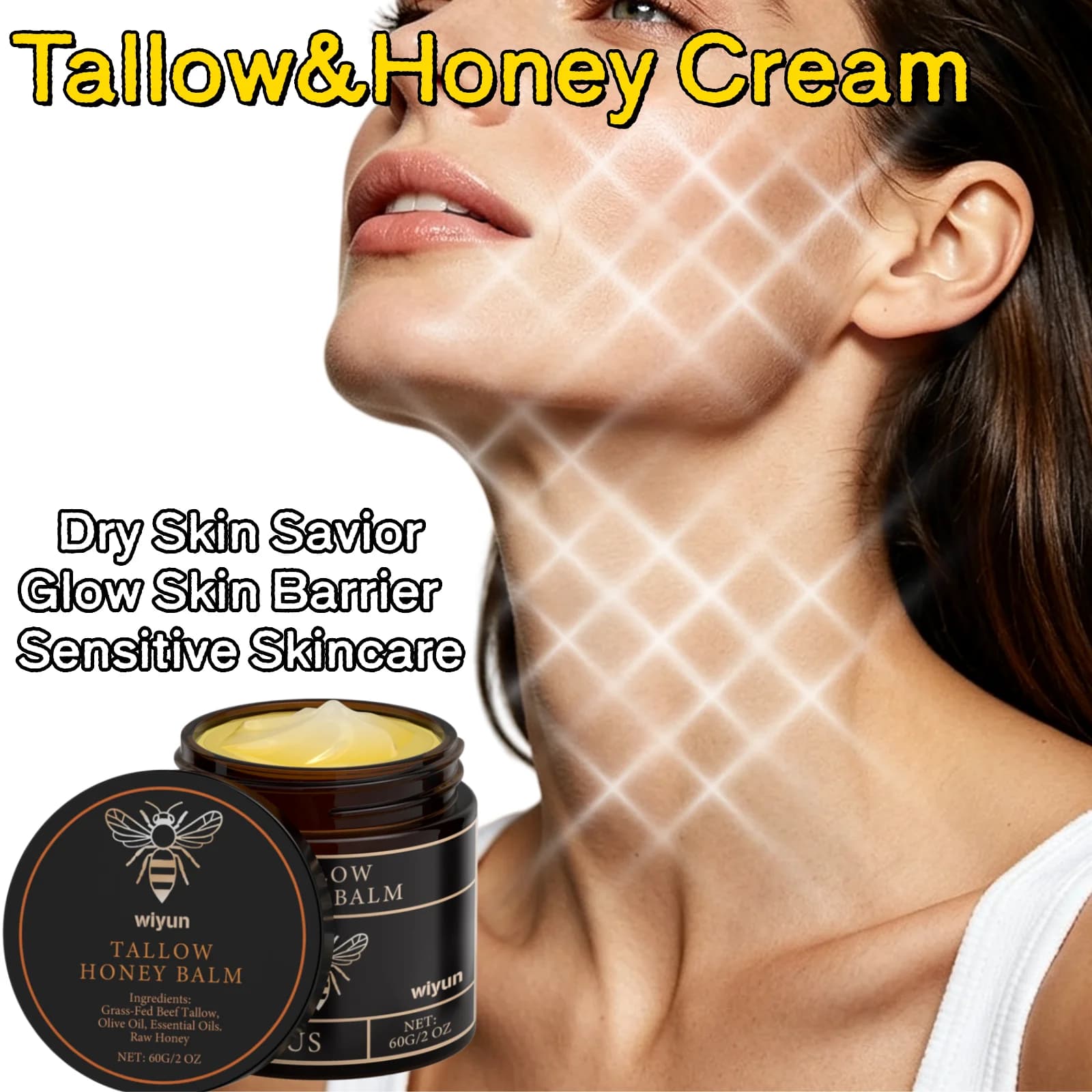 Beef Tallow Skincare,Biomimetic Sebum For Deep, Intensive Repair&24H Superior Moisture Retention, Intensive Nourishment&Supports Antimicrobial Self Healing;Instantly Conceals Dry Lines &Fine Lines,Delivering Powerful Antioxidant Protection,Clean Beauty
