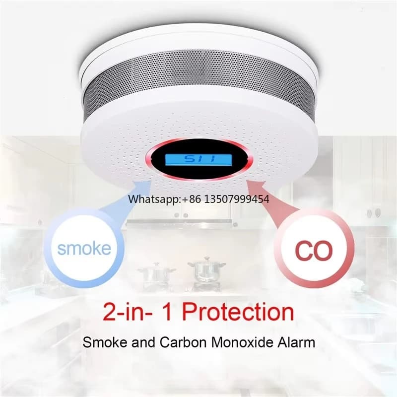 Rilevatore Combinato 2-in-1 di Fumo e Monossido di Carbonio, con Sensore Fotoelettrico ed Elettrochimico, per Uso Domestico/Commerciale