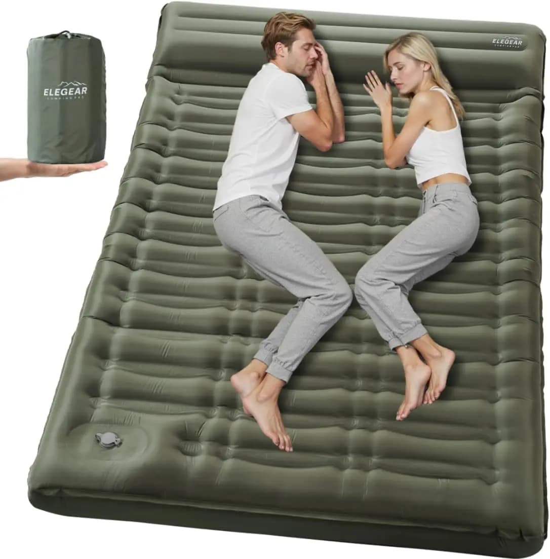 Ultra Thickness Inflatable Mat for Camping, with Integrated Pedal Pump, Portable Hiking Mat and Tent