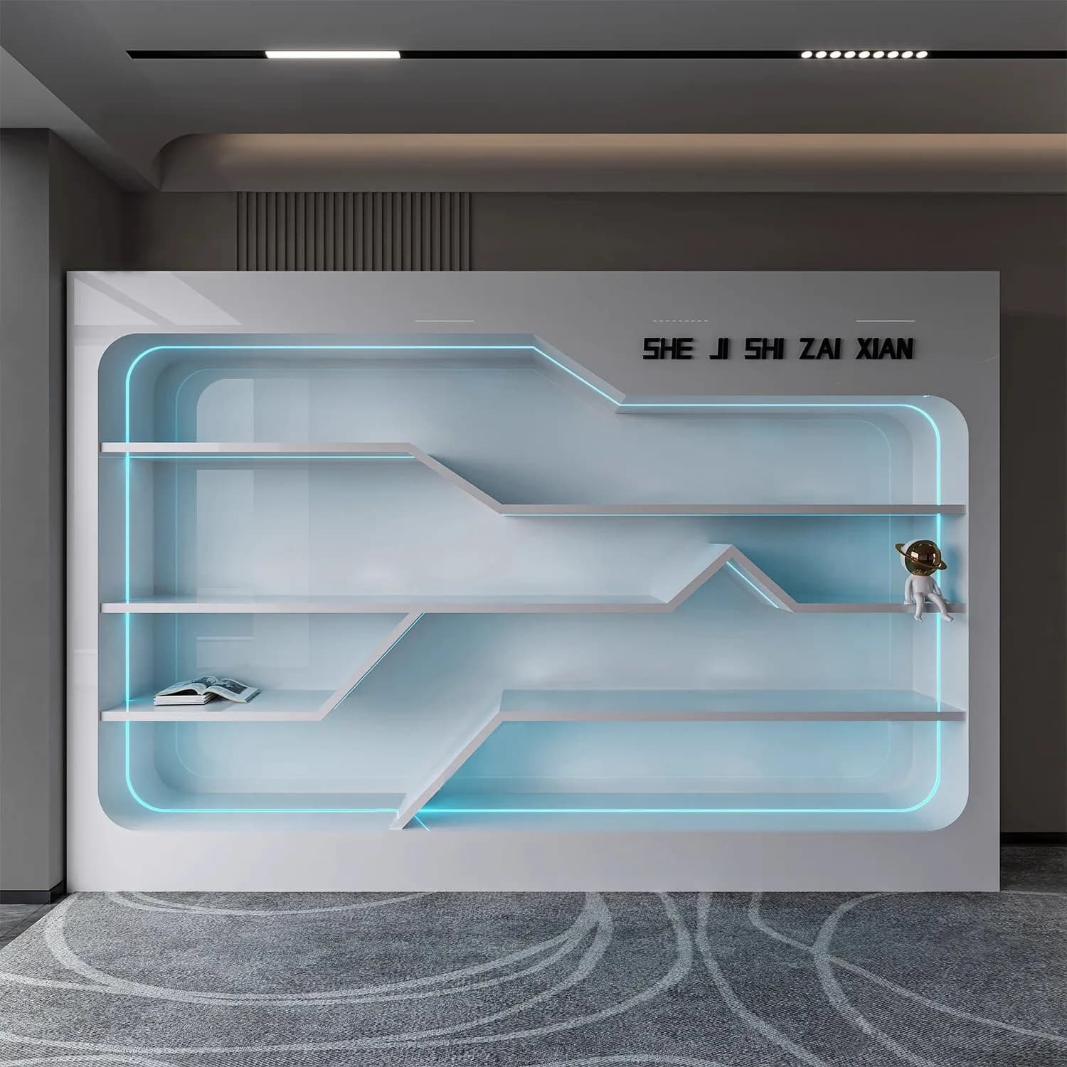 Paint Display Cabinet Company Corporate Honor Wall Beauty Nail Art Cosmetics Exhibition Hall Product Showcase