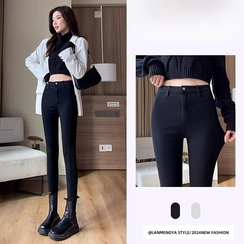 Pantaloni a tubino neri a vita alta modellanti da donna, leggings contenitivi con effetto push-up, pantaloni magici per l'autunno inverno, moda donna