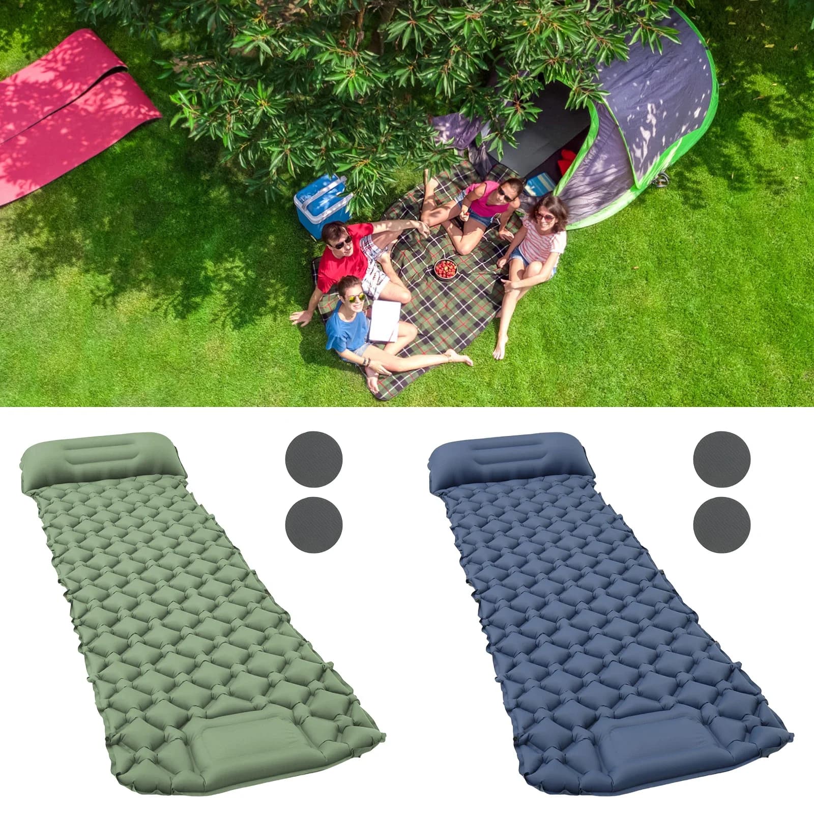 Outdoor Camping Mat Inflatable Bed Foldable Mat with Case Ultralight Travel Mat Built-in Pedal Pump