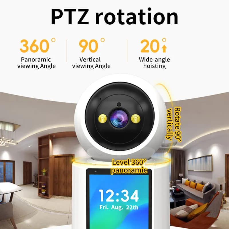 2.8Inch IPS Screen Eseecloud 3MP 1296P Video Phone One Key Call PTZ IP Dome Camera AI Humanoid Detection Security Baby Monitor