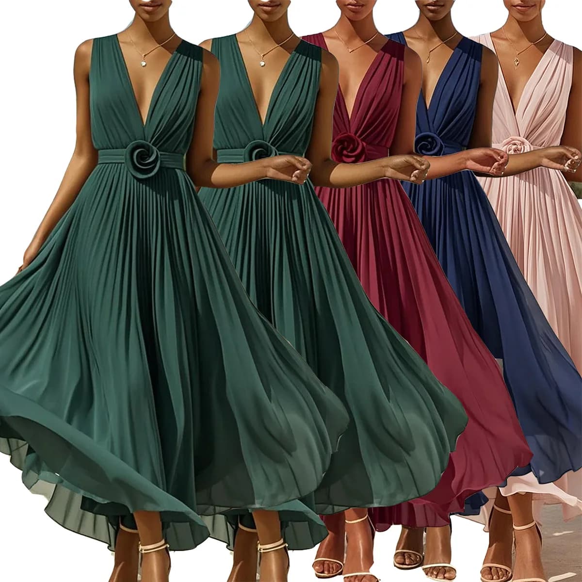 Abito da Sposa Elegante da Donna con Ampia Gonna, Senza Maniche, per Feste Serale, Abito da Damigella, Produttore Cinese