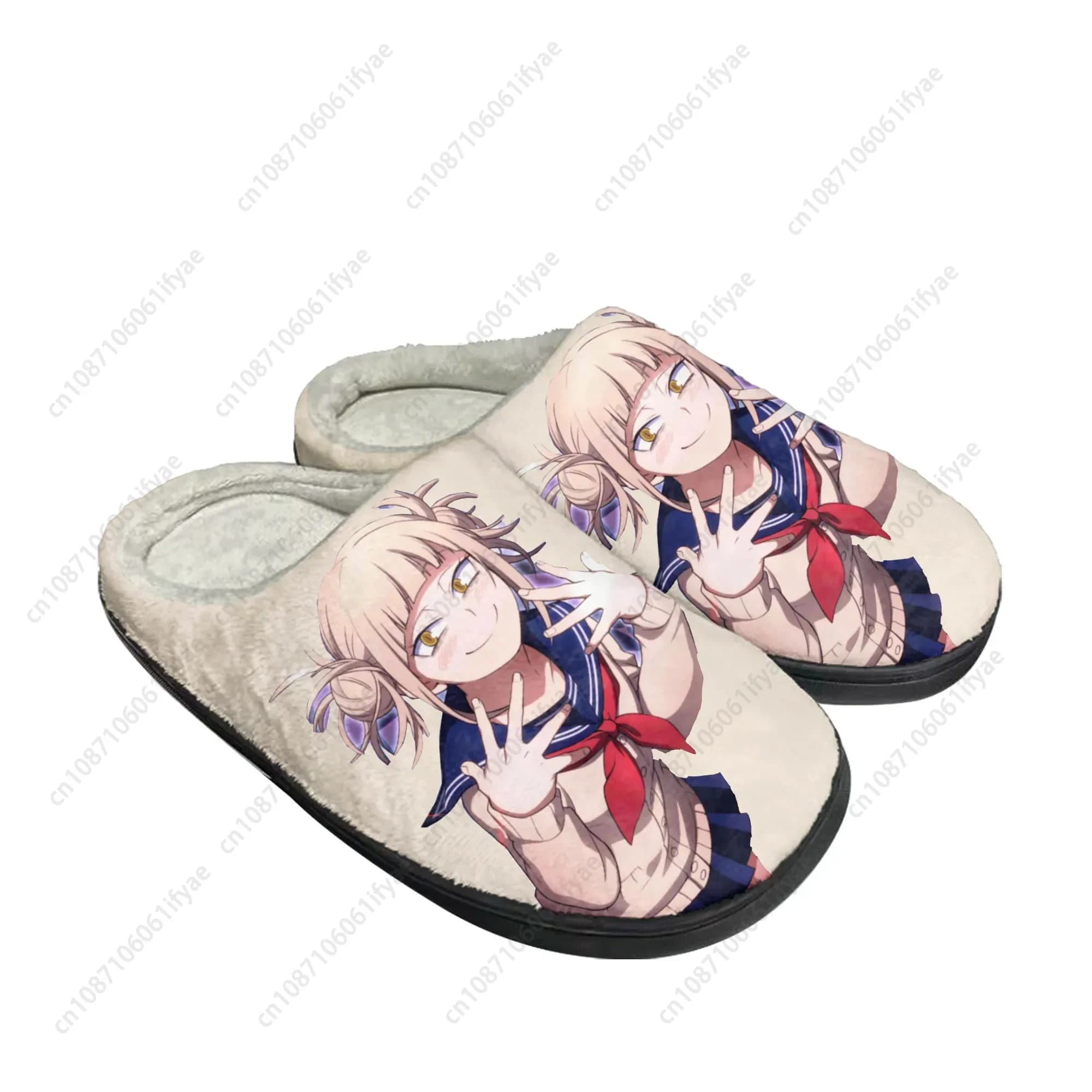 Pantofole Personalizzate in Cotone Himiko Toga Anime My Hero Academia, Sandali Casual in Peluche per Uomo e Donna, Scarpe Termiche Calde