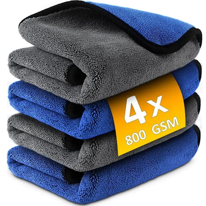 1-4pcs Microfiber Car Wash Towel Fast drying Soft Window Mirrors Double Layer Cleaning Panels for Home 500GSM