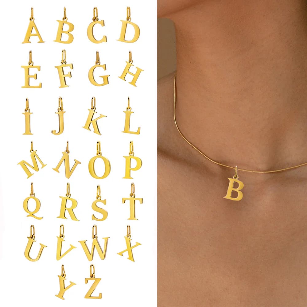 Wholesale 4pcs/lot Stainless Steel 26 Letters Pendants A-Z Alphabet DIY Women Fashion Necklace Jewelry Accessories