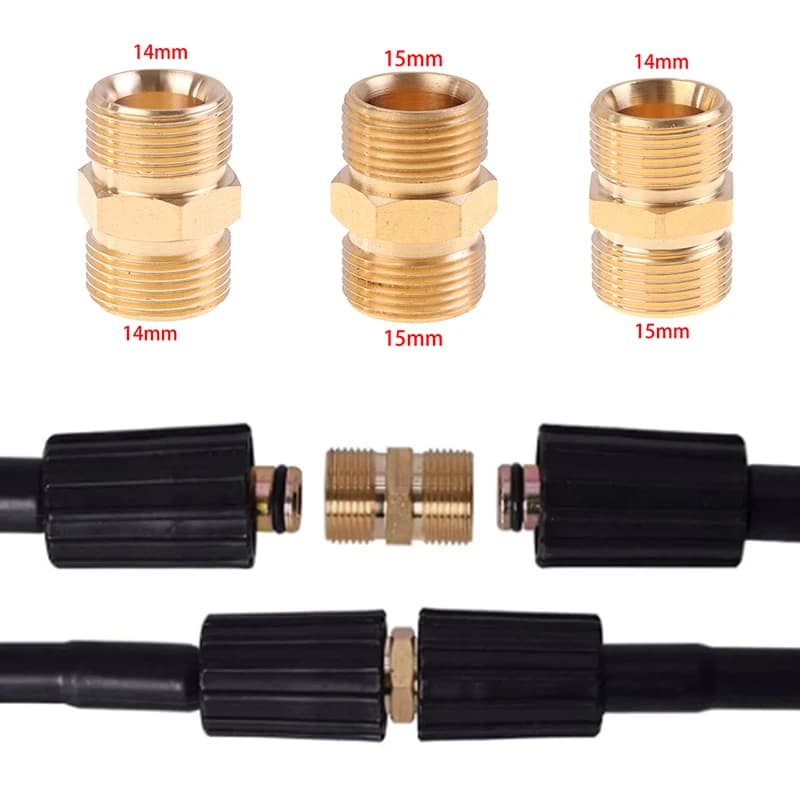 1 Pezzo Adattatore Connettore Prolunga Tubo Flessibile per Idropulitrice ad Alta Pressione in Rame M22 con Filettatura Maschio da 14mm e 15mm e Attacco Femmina