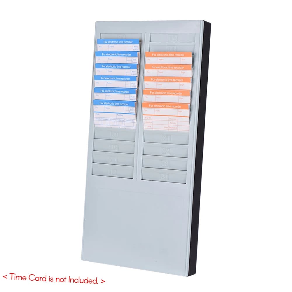 Bisofice Time Card Rack Wall Mounting Support 24 Pocket Slot for Punch Time Office Attendance Recorder