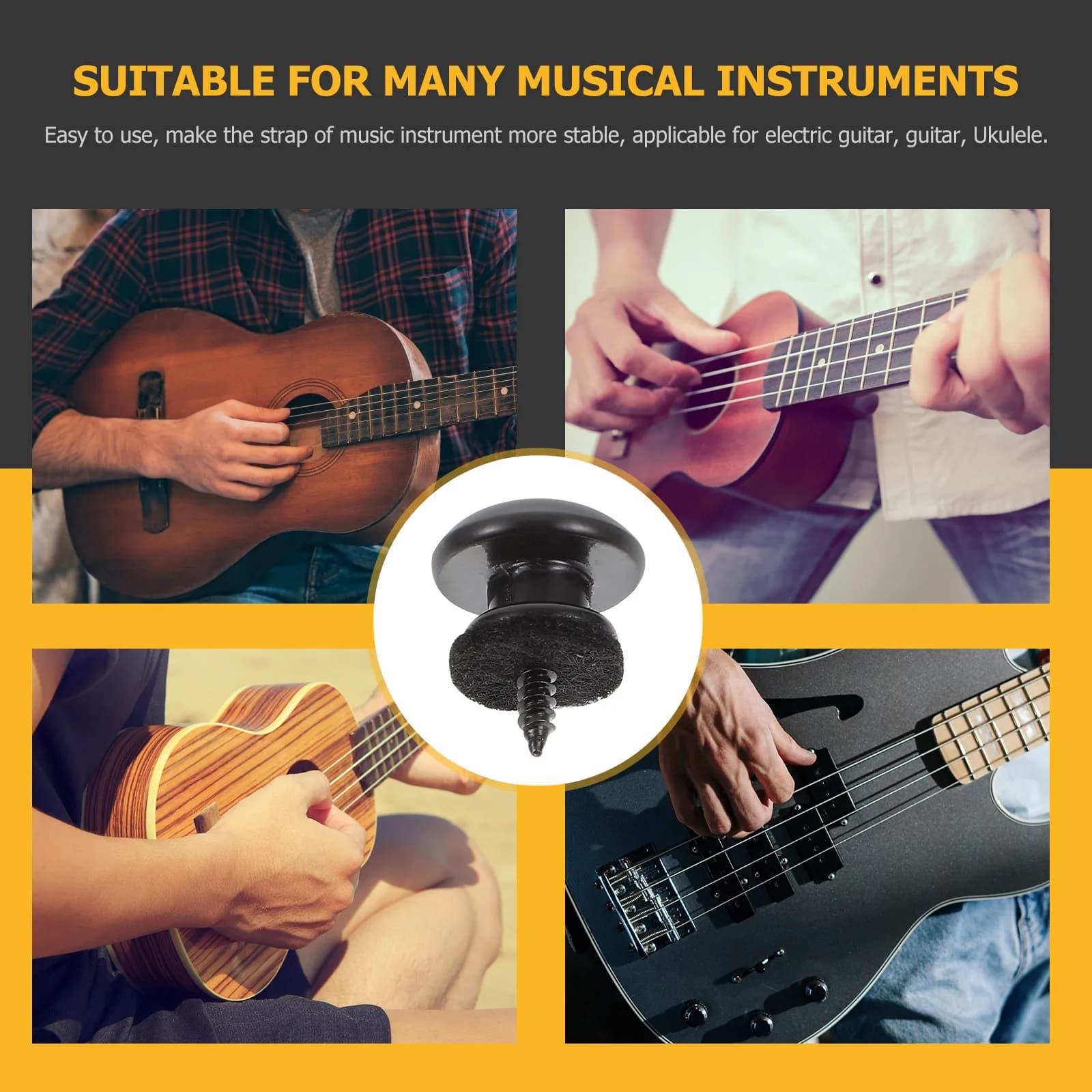6Pcs Guitar Ukulele Strap Mounting Buckles Premium Fixing Buckle Accessories Small Fixator Music Instrument Belt Tool