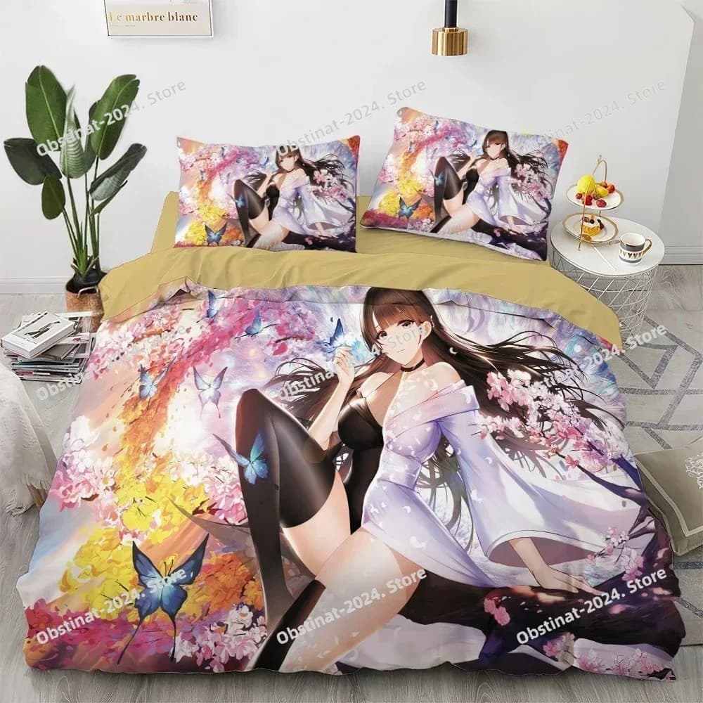 Set biancheria da letto anime kawaii Set copripiumino anime giapponese loli Set camera da letto per bambini Cartoon Copripiumino stampato in 3D Regalo per camera da letto