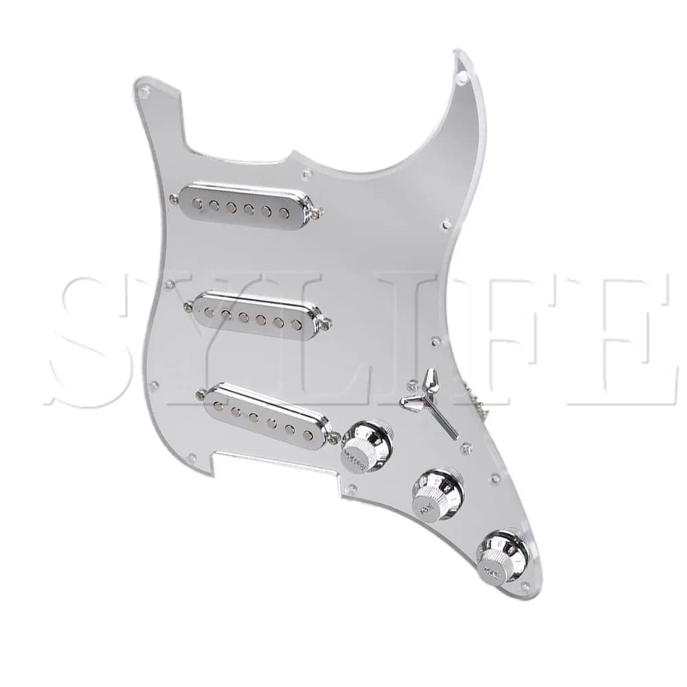 Battipenna caricato precablato per chitarra a 3 strati in argento lucido SSS con pickup per SSS