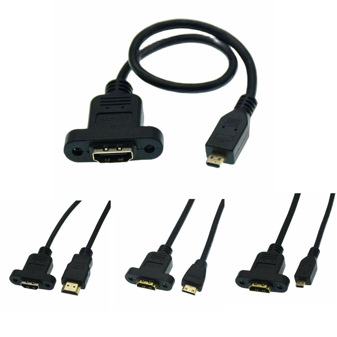 Mini Micro HDMI-compatibile maschio A HDMI HDMI-compatibile femmina con fori per viti per fissare il cavo del pannello A femmina A D maschio 30CM