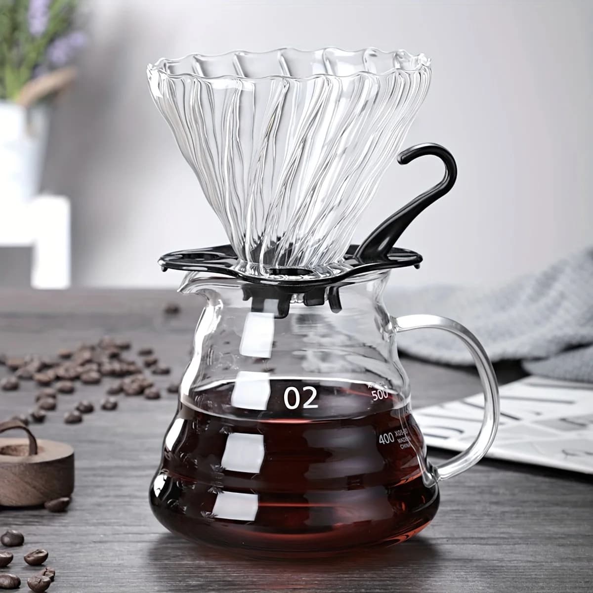 Pour Over coffee maker - 360/600/800ML with Glass filter, Home or Office Coffee maker