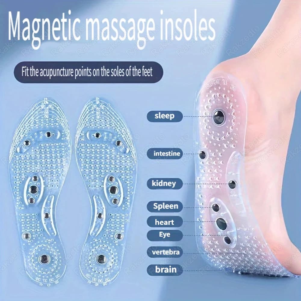 Solette per massaggio magnetico per digitopressione in silicone per scarpe Inserto per solette per terapia del piede Perdita di peso Cuscinetti per scarpe dimagranti per alleviare il dolore
