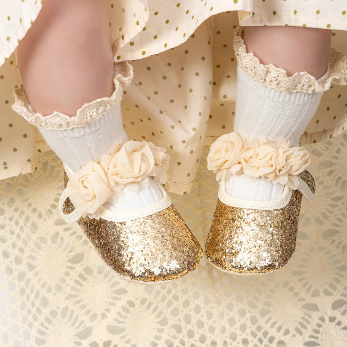 0-18MBaby Girls simpatici mocassini scarpe con suola morbida decorazione floreale scarpe basse in pelle PU Primi camminatori antiscivolo estivi