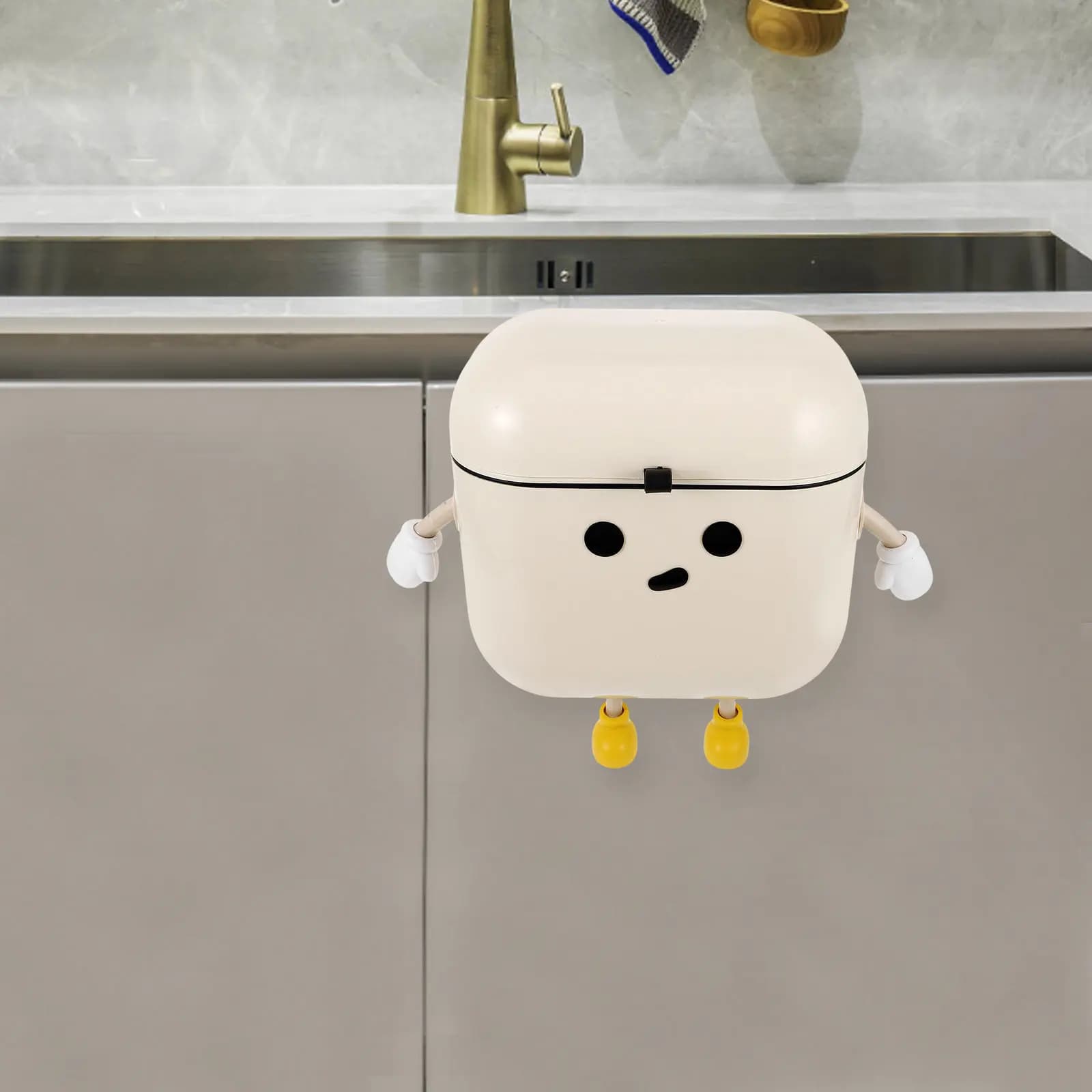 Hanging Kitchen Garbage Bin Lidded Wall Mount Trash Can Cabinet Door Waste Basket Compost Bucket Small Garbage Container