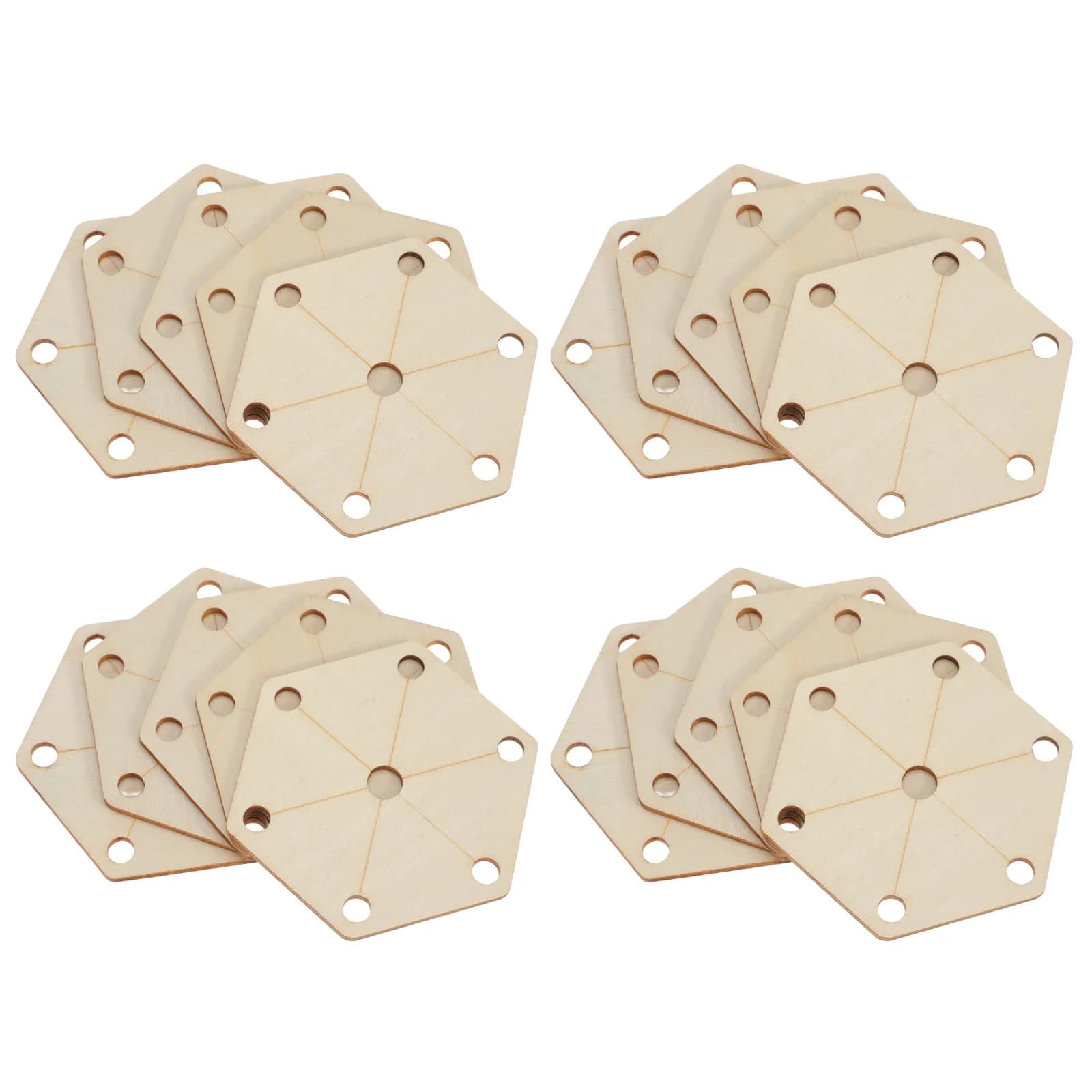 24Pcs Wood Loom Cards Hexagon Tablet Weaving Cards Natural Color Precise Wood Hand Weaving Tools for DIY Scarf Blanket Projects