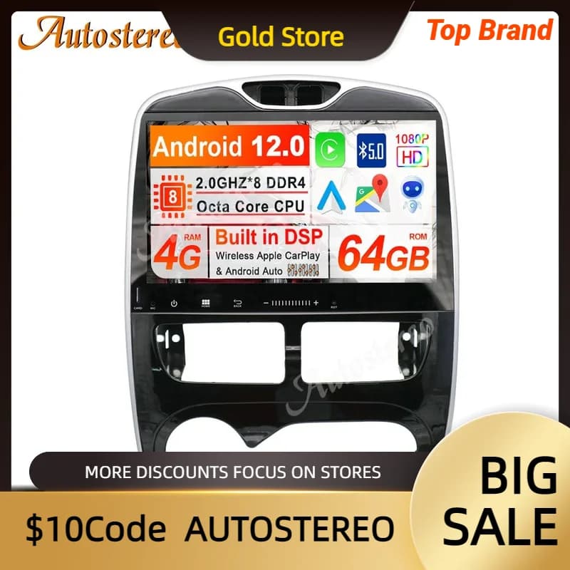 DSP Android 13.0 Car No DVD Player navigazione GPS per Renault Clio 2013-2018 Radio Recorder Multimedia Head Unit schermo IPS