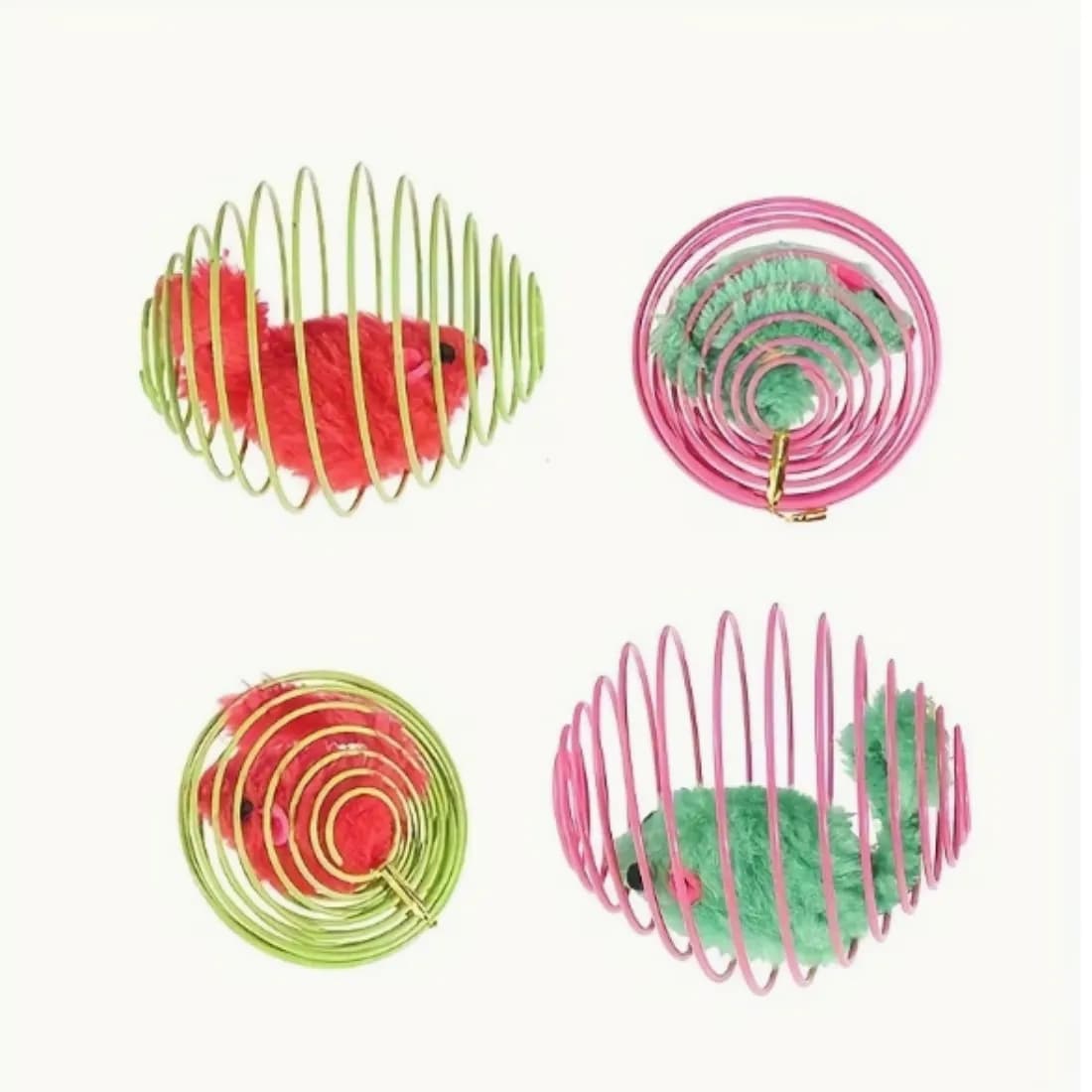 Giocattolo Interattivo per Gatti da Interno, Design a Molla in Plastica Colorata con Palla Rotolante e Topo, Stimola l'Istinto di Caccia