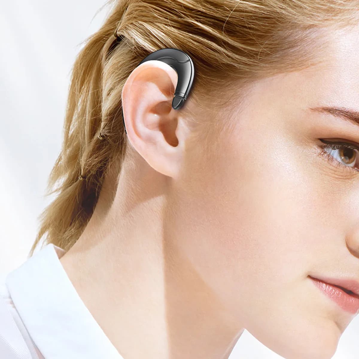 1 Pezzo Auricolari a Conduzione Ossea Impermeabili con Gancio per Orecchio, Cuffie Wireless Sportive Anti-sudore per la Guida, Nere