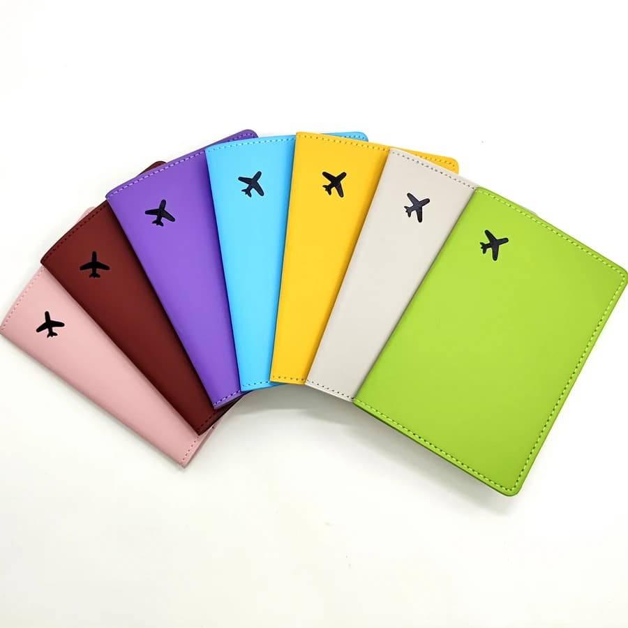 1 pz nero piccolo aereo custodia per passaporto in pelle PU/copertura/supporto accessori da viaggio portafoglio per donna per uomo per ragazzi per ragazze