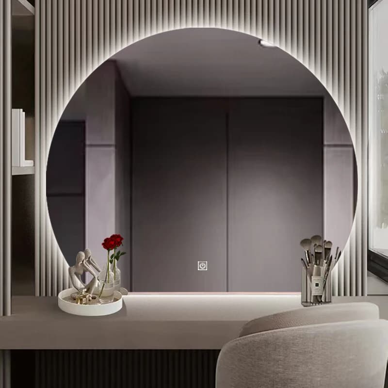 Specchio rotondo luminoso intelligente personalizzato, specchio da parete per bagno, specchio rotondo antiappannamento con lampada a led