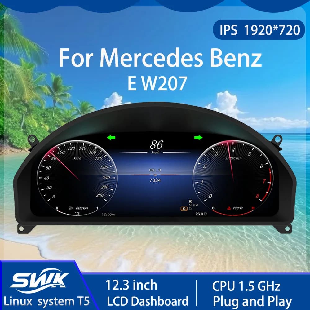 For Mercedes Benz E W207 Auto smart LCD Dashboard Digitale 12.3 '' linux Plug and Play High Performance 2 seconds start