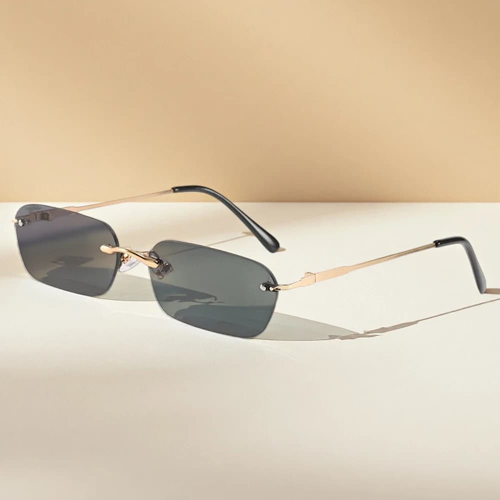 Men Women's Fashionable Frameless Sunglasses Women's Light Classic Sunglasses for Men's Luxury Rectangular Sunglasses without UV400 Frame