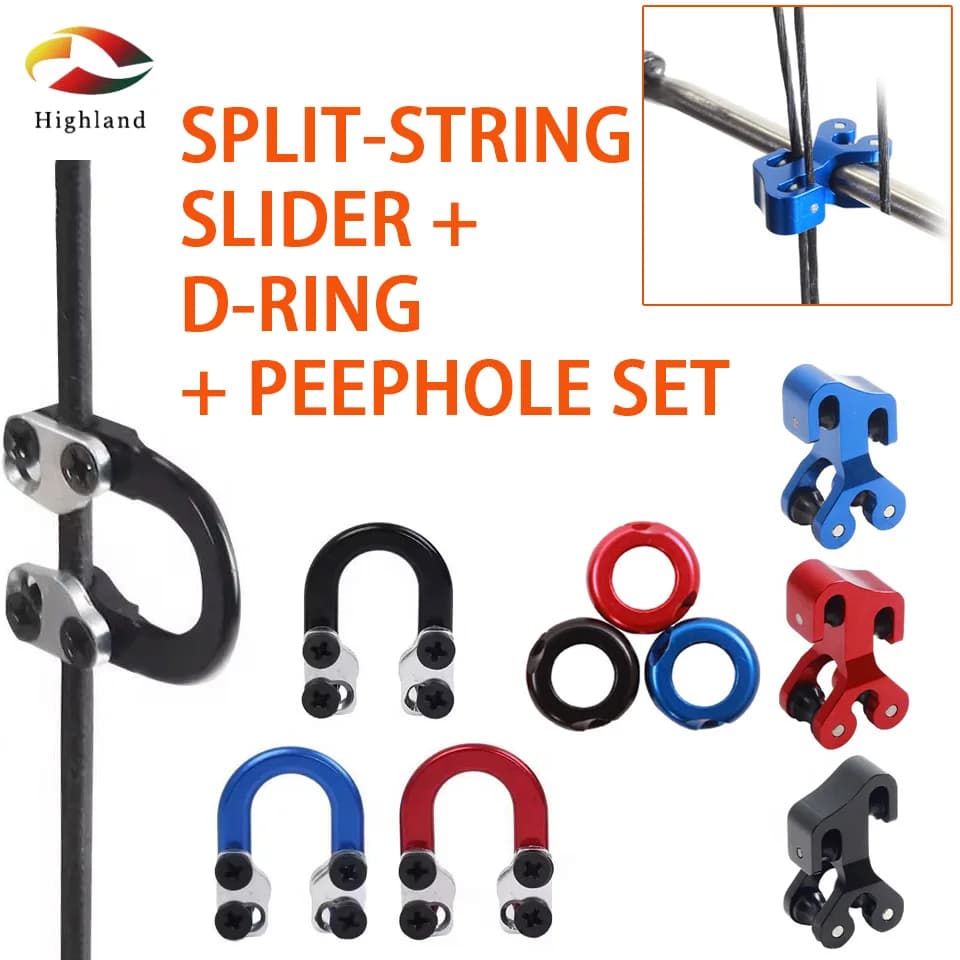 Archery Aluminium Bowstring Splitter Slider Bow Track Pulley Metal D Loop Ring And 3/16" Aluminum Peep Sight Bow Accessories