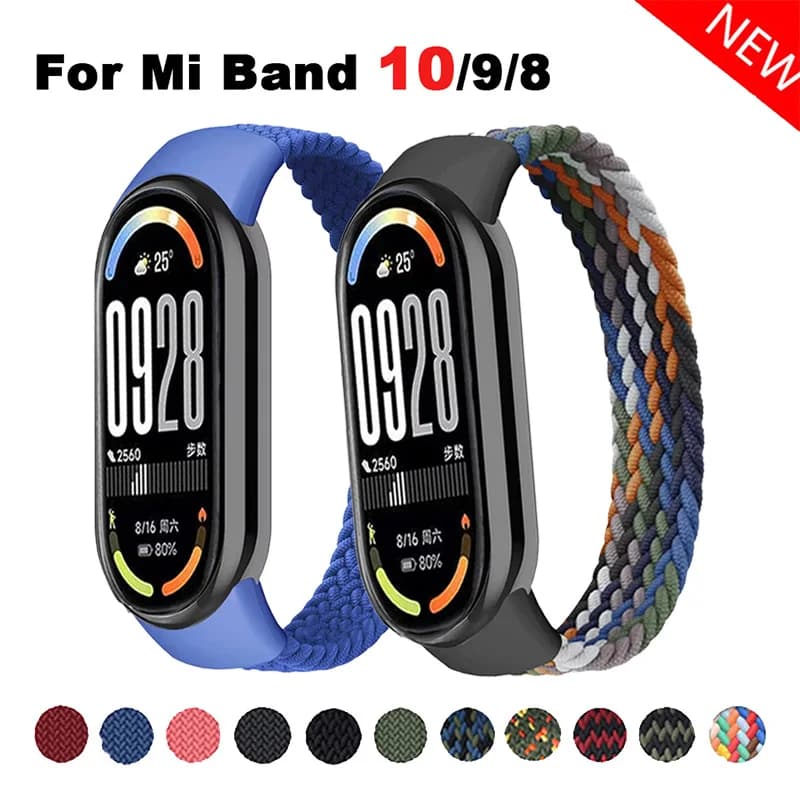 Single Braided Ring for Xiaomi Mi Band 10 9 8 Accessories Straps Elastic Bracelet Spare Kit for Miband9/8 NFC